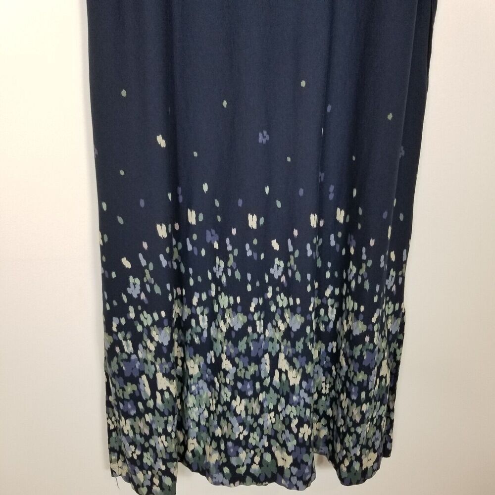 J.Jill Pure Jill‎ Women Short Sleeve Floral Knit Maxi Dress Sz L Blue Lagenlook - Picture 6 of 8
